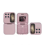 SERVO Mini téléphone pliable I17 - Écran HD 1,77 pouces - Double SIM - Batterie 1000mAh - Rose