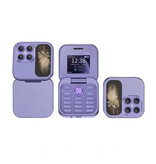 SERVO Mini téléphone pliable I17 - Écran HD 1,77 pouces - Double SIM - Batterie 1000mAh - Violet