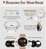 ChiBear Diamond Smartwatch – Gesundheitsmonitor, Sport-Tracker-Uhr für iOS und Android – Mesh-Armband – Weiß