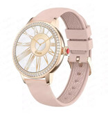 ChiBear Diamond Smartwatch - Monitor de salud Reloj deportivo con seguimiento iOS Android - Correa de malla - Rosa