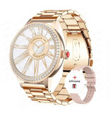 ChiBear Diamond Smartwatch - Monitor de salud Reloj deportivo con seguimiento iOS Android - Correa de metal - Oro rosa