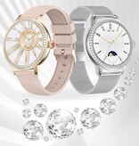 ChiBear Diamentowy smartwatch – Monitor stanu sportowego Zegarek z trackerem iOS Android – Pasek siatkowy – Różowe złoto