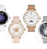 ChiBear Diamentowy smartwatch – Monitor stanu sportowego Zegarek z trackerem iOS Android – Pasek siatkowy – Różowe złoto