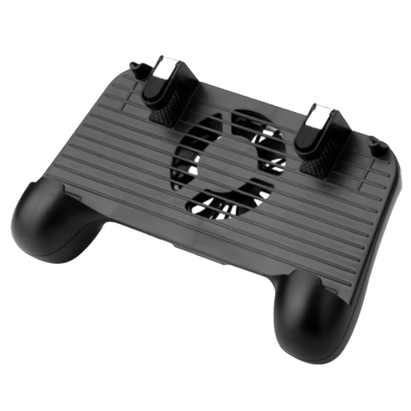 4-in-1 Mobile Gaming Controller for PUBG - 2000mAh Powerbank - Cooling Fan - Trigger Key & Grip - Gamepad - Black