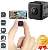 Stuff Certified® Mini cámara de seguridad - Videocámara HD 1080p con detección de movimiento, visión nocturna y alarma - Negra