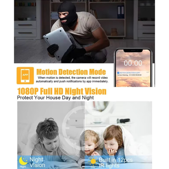 Xiaomi Mini caméra de sécurité - Caméscope HD 1080p Détection de mouvement Alarme de vision nocturne - Noir