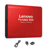 Lenovo Externe SSD Kaart - USB Harde Schijf - 2 TB - Geheugen Kaart voor PC / Laptop - Rood