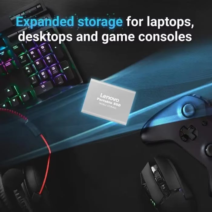 Lenovo Scheda SSD esterna - Disco rigido USB - 2 TB - Scheda di memoria per PC/laptop - Argento