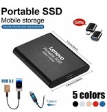 Lenovo Externe SSD Kaart - USB Harde Schijf - 2 TB - Geheugen Kaart voor PC / Laptop - Zilver