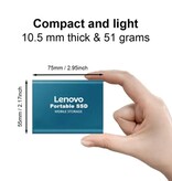 Lenovo Carte SSD Externe - Disque Dur USB - 4 To - Carte Mémoire pour PC/Ordinateur Portable - Argent