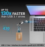 Lenovo Externe SSD Kaart - USB Harde Schijf - 2 TB - Geheugen Kaart voor PC / Laptop - Blauw