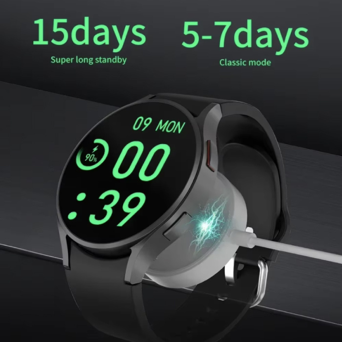 Senbossi Reloj inteligente Galaxy Watch 6 - Correa de malla - Pantalla de 1,40" - Reloj deportivo con seguimiento deportivo de oxígeno y frecuencia cardíaca - Negro