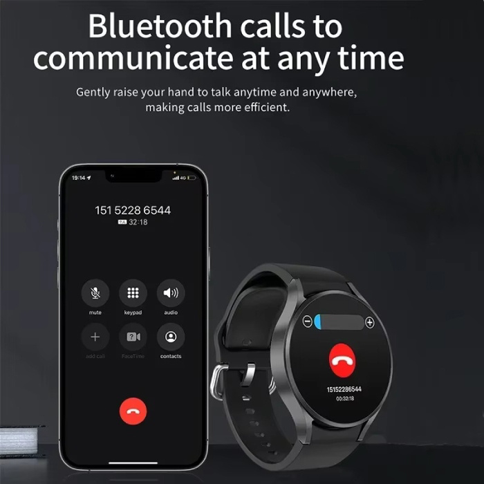 Senbossi Reloj inteligente Galaxy Watch 6 - Correa de malla - Pantalla de 1,40" - Reloj deportivo con seguimiento deportivo de oxígeno y frecuencia cardíaca - Negro