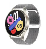 Senbossi Reloj inteligente Universe Watch 6 - Correa de malla - Pantalla de 1,40" - Reloj deportivo con seguimiento deportivo de oxígeno y frecuencia cardíaca - Plata