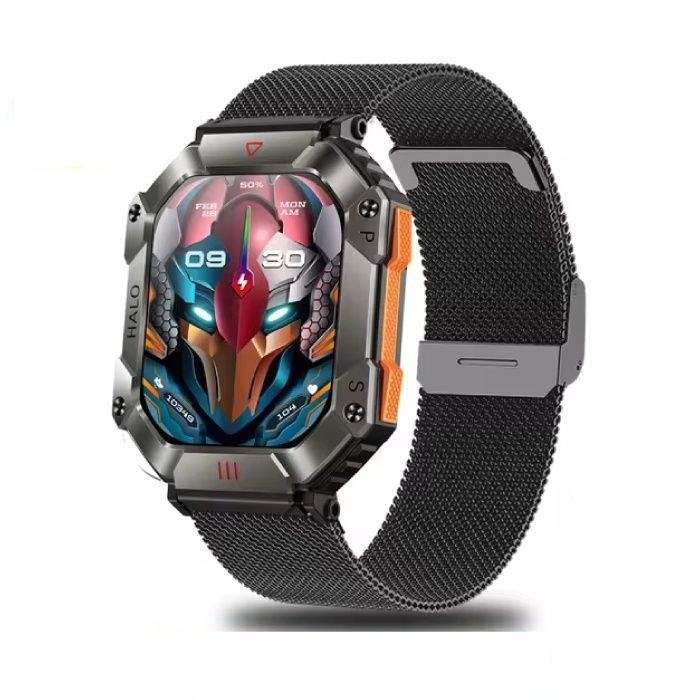 Halo Smartwatch - Mesh Strap - 2" Display - Heart Rate Oxygen Sports Tracker Watch - Black