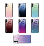 Stuff Certified® iPhone 13 Case Gradient - TPU and 9H Glass - Shockproof Glossy Case Cover - Yellow-Pink