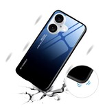 Stuff Certified® iPhone 15 Plus Case Gradient - TPU and 9H Glass - Shockproof Glossy Case Cover - Green-Blue