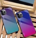 Stuff Certified® iPhone 14 Pro Hülle mit Farbverlauf – TPU und 9H-Glas – stoßfeste, glänzende Hülle – Lila-Blau