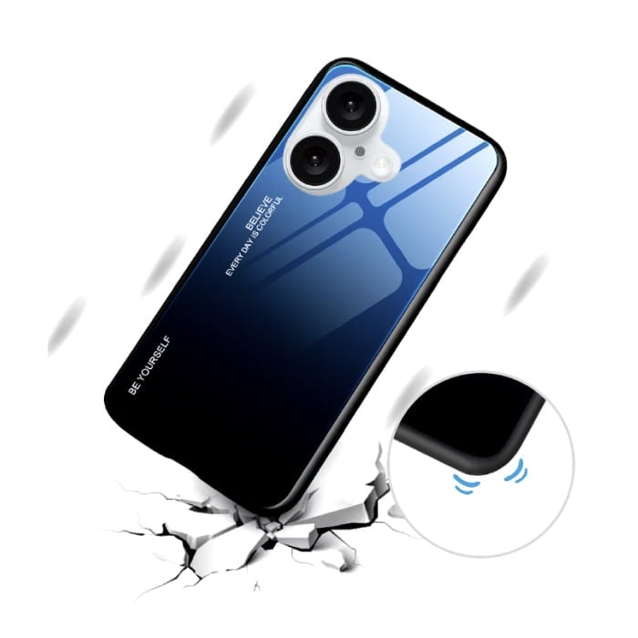 Stuff Certified® Coque iPhone 14 Dégradé - TPU et Verre 9H - Coque Brillante Antichoc - Bleu