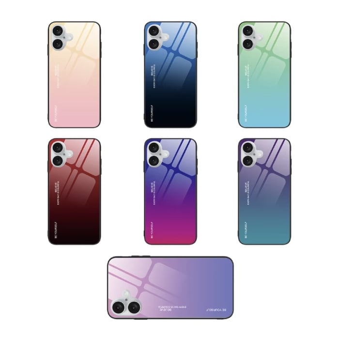 Stuff Certified® Gradient etui do iPhone'a 15 Pro - TPU i szkło 9H - Odporne na wstrząsy błyszczące etui - Niebieski