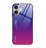 Stuff Certified® iPhone 14 Pro Max Case Gradient - TPU and 9H Glass - Shockproof Glossy Case Cover - Purple-Pink