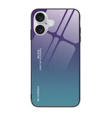 Stuff Certified® iPhone 15 Case Gradient - TPU and 9H Glass - Shockproof Glossy Case Cover - Purple-Blue