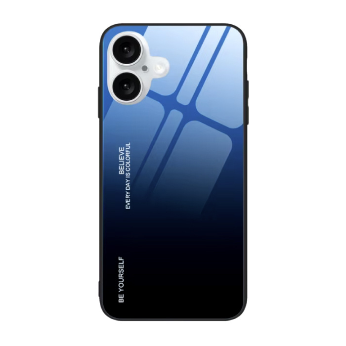 Stuff Certified® iPhone 15 Case Gradient - TPU and 9H Glass - Shockproof Glossy Case Cover - Blue
