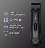 Predyee Cortapelos Eléctrico - Máquina De Afeitar Inalámbrica Recortadora De Afeitar - Negro