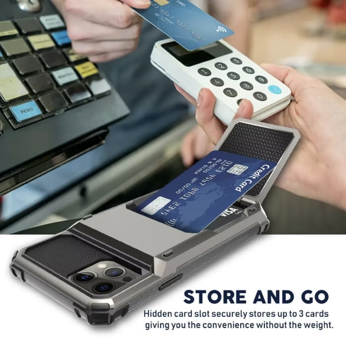 MORUDA Card Holder Case for iPhone 8 Plus - Wallet Card Slot Wallet Flip Cover Case - Gray