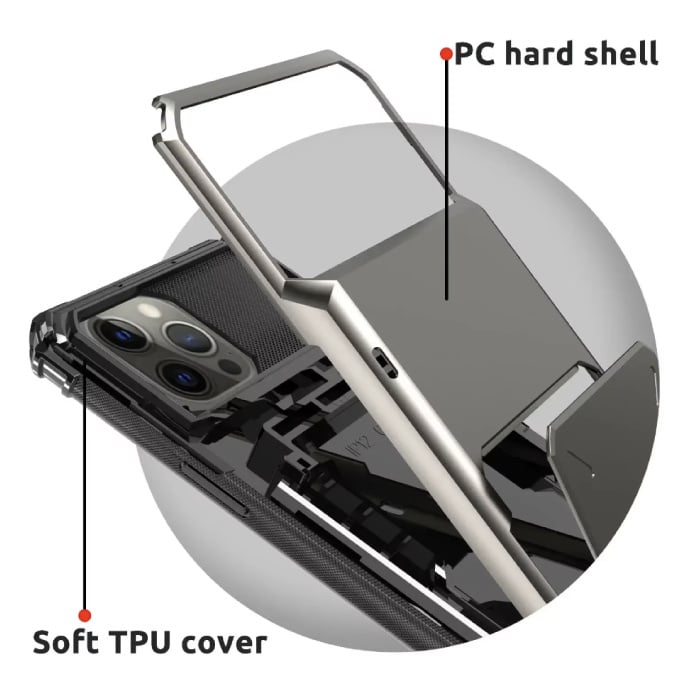 MORUDA Card Holder Case for iPhone 8 Plus - Wallet Card Slot Wallet Flip Cover Case - Gray