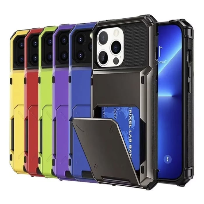 MORUDA Étui porte-cartes pour iPhone 13 Mini - Étui portefeuille à rabat avec fente pour carte - Rouge