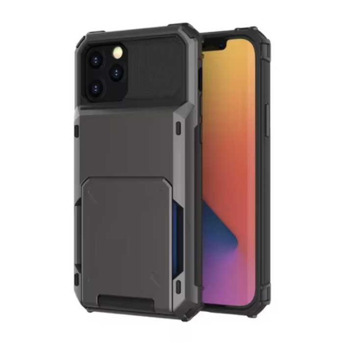 MORUDA Funda con tarjetero para iPhone 15 - Funda con tapa tipo billetera con ranura para tarjeta - Gris
