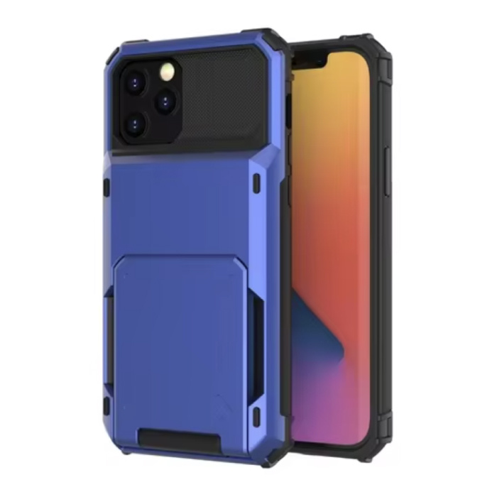 Funda con tarjetero para iPhone XR - Funda con tapa tipo billetera con ranura para tarjeta - Azul
