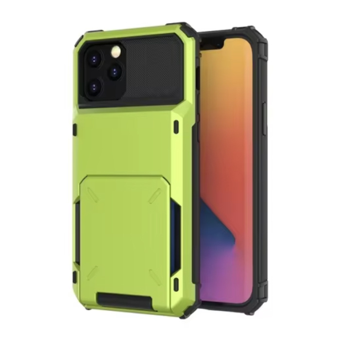 Funda con tarjetero para iPhone 16 Plus - Funda con tapa tipo billetera con ranura para tarjeta - Verde
