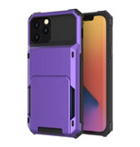 MORUDA Kaarthouder Hoesje voor iPhone X - Wallet Card Slot Portemonnee Flip Cover Case - Paars