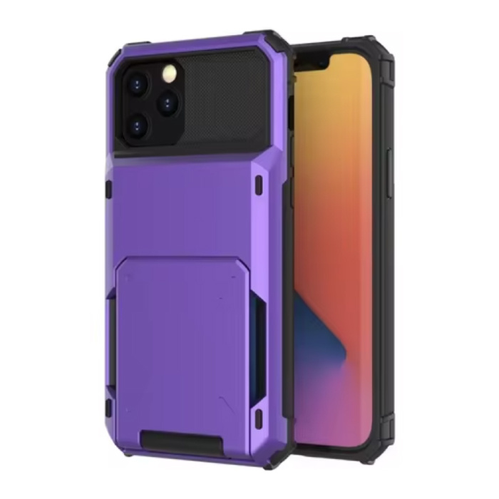 Funda con tarjetero para iPhone XR - Funda con tapa tipo billetera con ranura para tarjeta - Púrpura