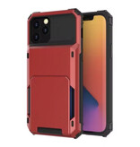 MORUDA Funda con tarjetero para iPhone 7 - Funda con tapa tipo billetera con ranura para tarjeta - Rojo