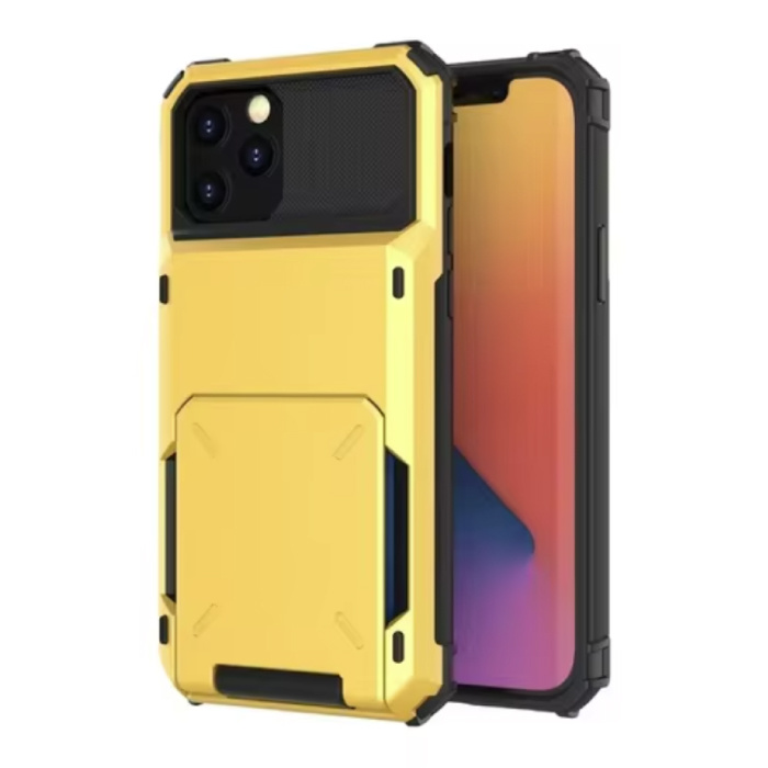 MORUDA Custodia Porta Carte per iPhone 15 Pro Max - Custodia Flip Cover Portafoglio con Slot per Carta - Giallo
