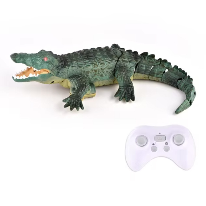 Cocodrilo RC con control remoto 2.4G - Animal robot controlable de cocodrilo de juguete impermeable - Verde