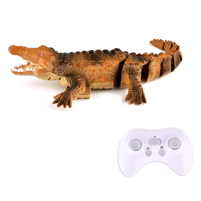 Cocodrilo RC con control remoto 2.4G - Animal robot controlable de cocodrilo de juguete impermeable - Naranja