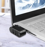 GRWIBEOU Hub USB 2.0 3 in 1 - Caricatore per trasferimento dati con splitter rotante - Nero