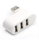 GRWIBEOU Hub USB 2.0 3 in 1 - Caricatore per trasferimento dati con splitter rotante - Nero