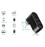 GRWIBEOU Hub USB 2.0 3 in 1 - Caricatore per trasferimento dati con splitter rotante - Bianco