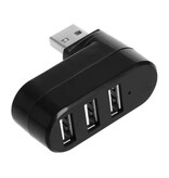 GRWIBEOU Hub USB 2.0 3 in 1 - Caricatore per trasferimento dati con splitter rotante - Bianco
