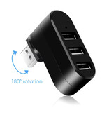 GRWIBEOU Hub USB 2.0 3 in 1 - Caricatore per trasferimento dati con splitter rotante - Bianco