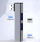 ALLOYSEED 3-in-1-USB-3.0-Hub – Splitter-Datenübertragungsladegerät 5 Gbit/s – Grau