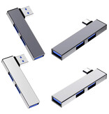 ALLOYSEED 3 in 1 USB 3.0 Hub - Splitter Data Transfer Charger 5 Gbps - Silver