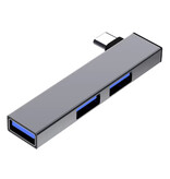 ALLOYSEED Hub USB 3.0 3 en 1 para USB-C - Cargador de transferencia de datos divisor 5 Gbps - Gris