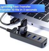 OLAF 4-in-1-USB-3.0-Hub – Splitter-Datenübertragungsladegerät – Schwarz