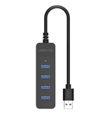 OLAF 4-in-1-USB-3.0-Hub – Splitter-Datenübertragungsladegerät – Schwarz